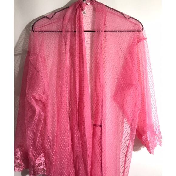 Victoria's Secret Sheer Boho Floral Embroidery Short Robe Pink Women's Size XS - Picture 3 of 5